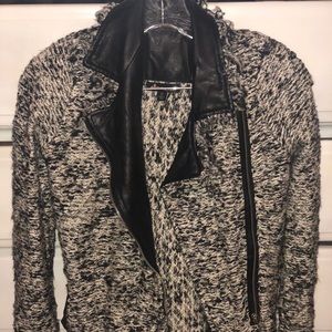 Jacket with leather and fringe detail